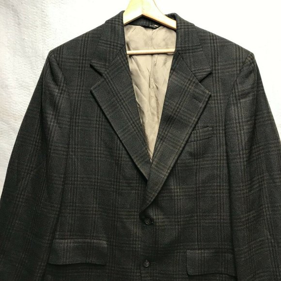 Bill Blass Mens Green herringbone tweed Wool Sport Coat Blazer Jacket 42 - Picture 2 of 12